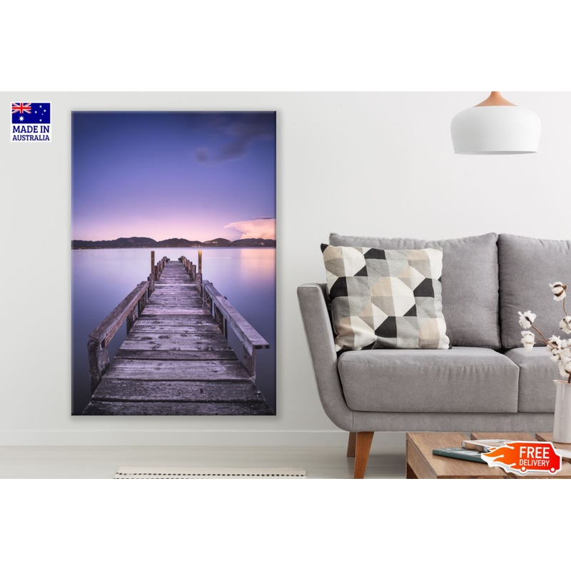 Wooden Pier Over River Sunset Print 100% Australian Made