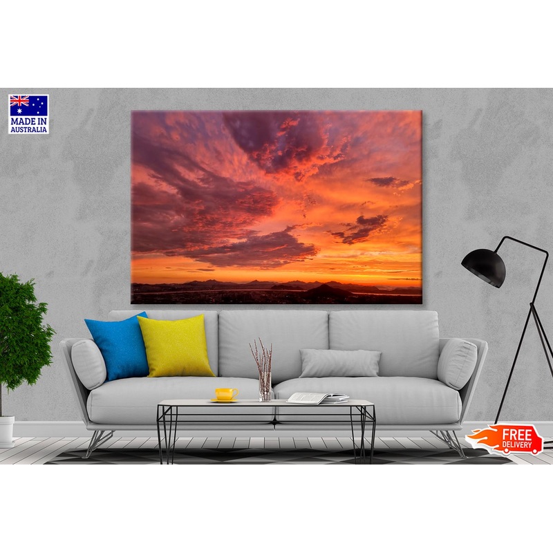 Aerial View Of Dramatic Sky in The Ranch Wall Art Decor 100% Australian Made