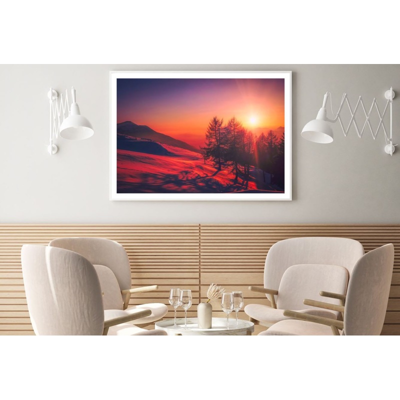 Trees on Hill Sunset Scenery Photograph Home Decor Premium Quality Poster Print Choose Your Sizes