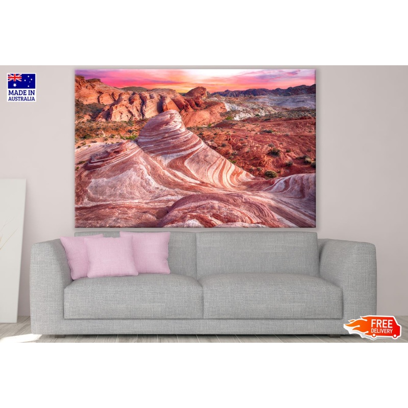 Valley Mountains Sunset Scenery Print 100% Australian Made