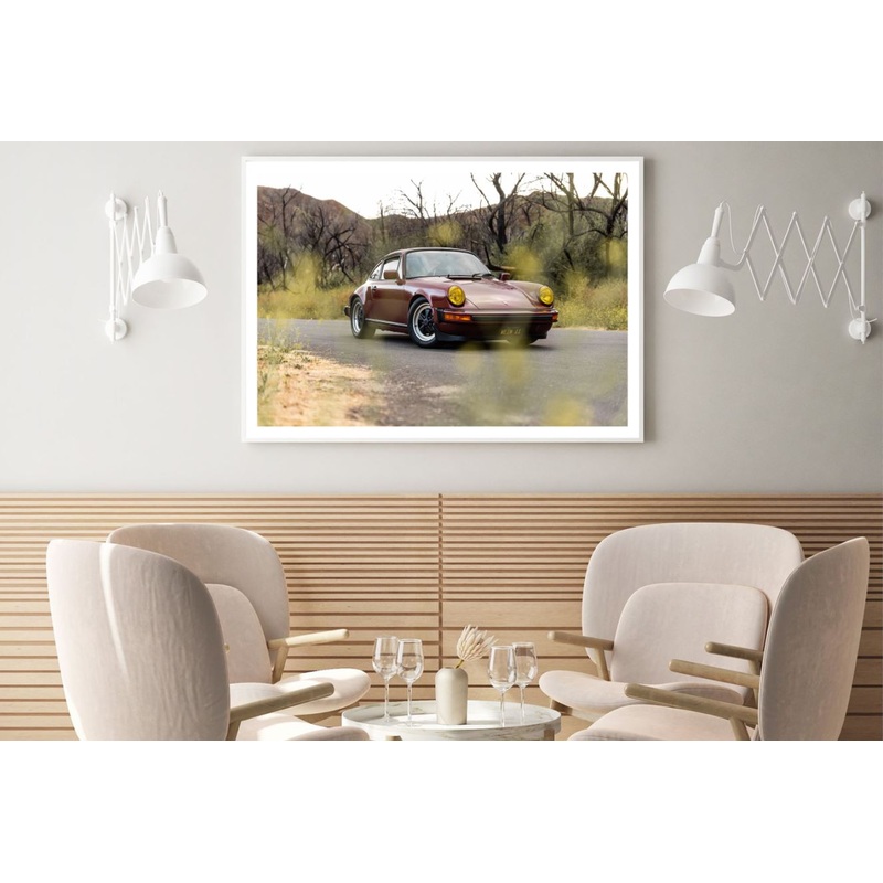 Vintage Car on Road Photograph Home Decor Premium Quality Poster Print Choose Your Sizes