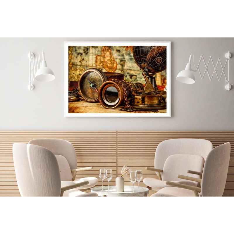 Vintage Compass & Binoculars Home Decor Premium Quality Poster Print Choose Your Sizes