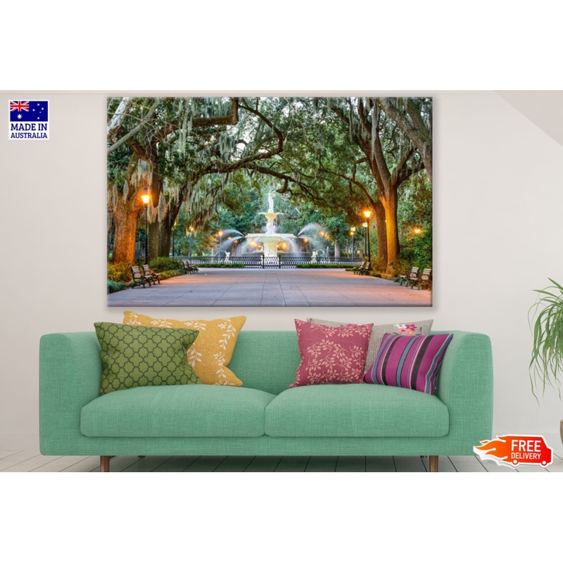 Water Fountain in Park Photograph Print 100% Australian Made