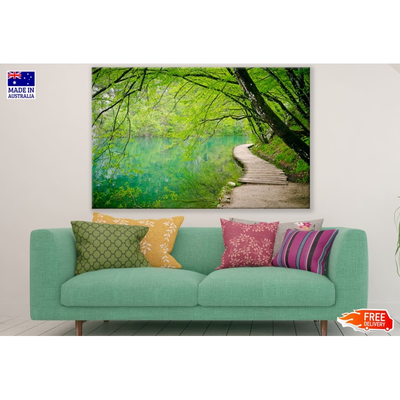 Wooden Pier Along Lake Photograph Print 100% Australian Made