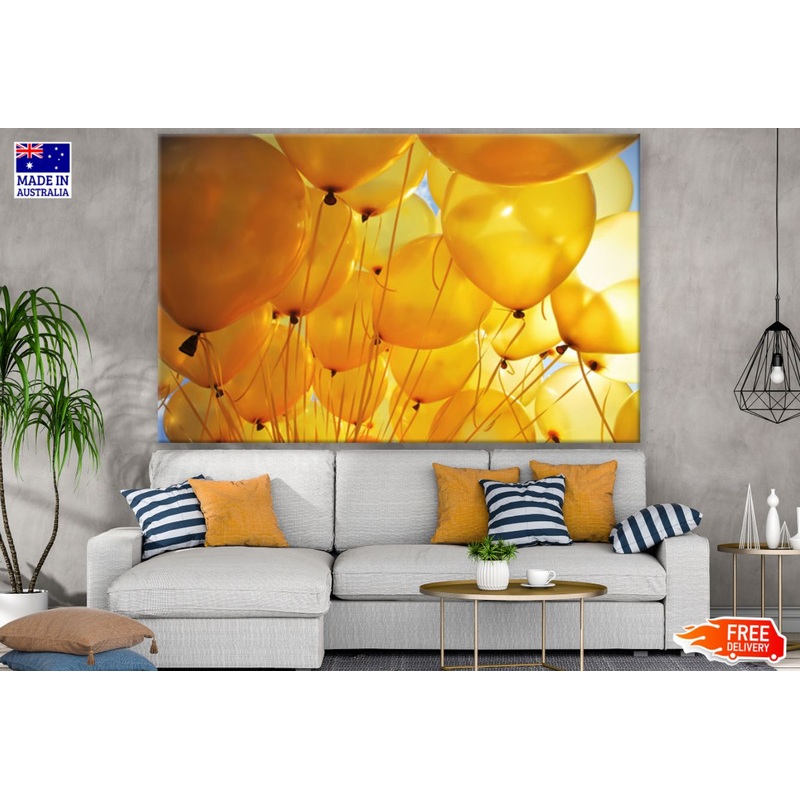 Yellow Balloons Closeup View Print 100% Australian Made