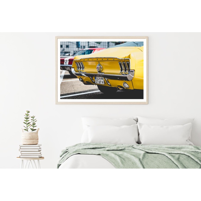 Yellow Mustang Car Photograph Home Decor Premium Quality Poster Print Choose Your Sizes