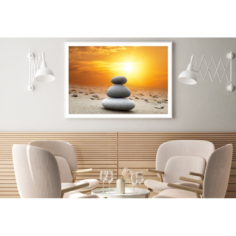 Zen Stones & Sunset Photograph Home Decor Premium Quality Poster Print Choose Your Sizes