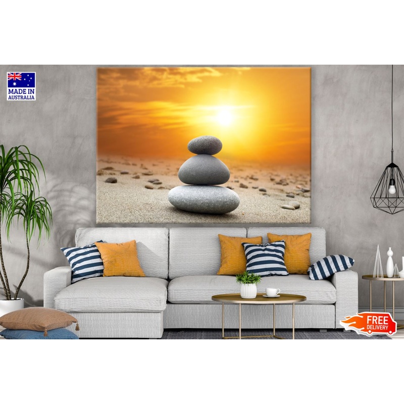 Zen Stones & Sunset Photograph Print 100% Australian Made