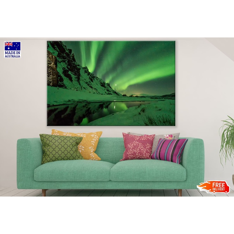 Aurora over Tugeneset Rock Senja, Norway Print 100% Australian Made