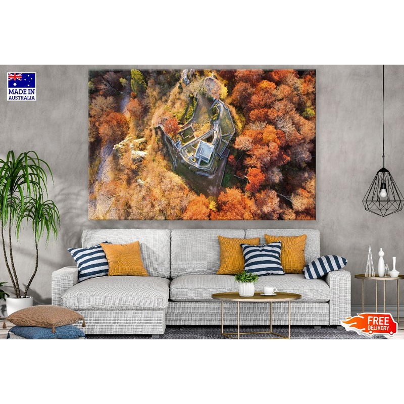 Autumn Forest & House Aerial View Photograph Print 100% Australian Made