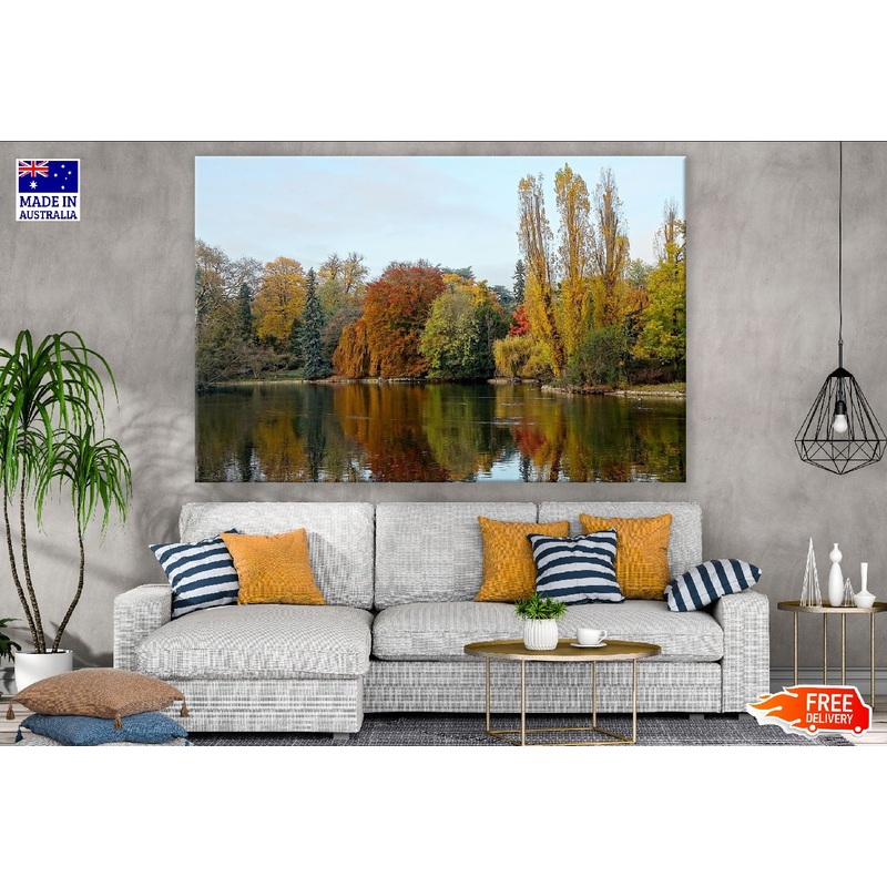 Autumn Forest View From Lake Photograph Print 100% Australian Made