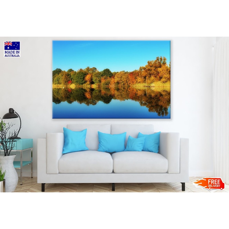 Autumn Landscape with Lake in the Forest Photograph Print 100% Australian Made