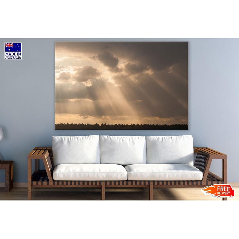 Sun Shining Through a Cloudy Sky Photograph Print 100% Australian Made