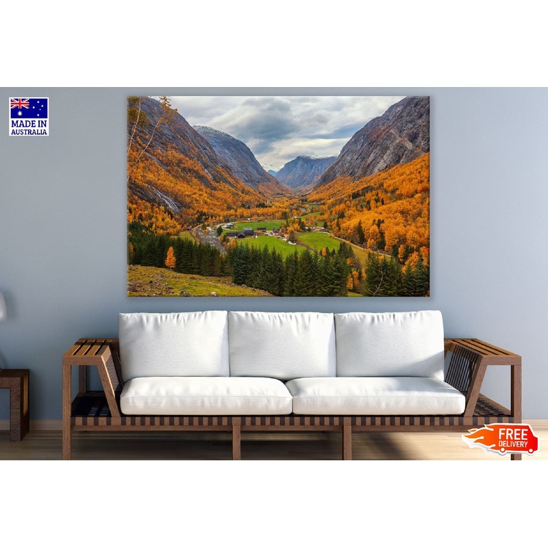 Village & Norway Mountain Range View Photograph Print 100% Australian Made