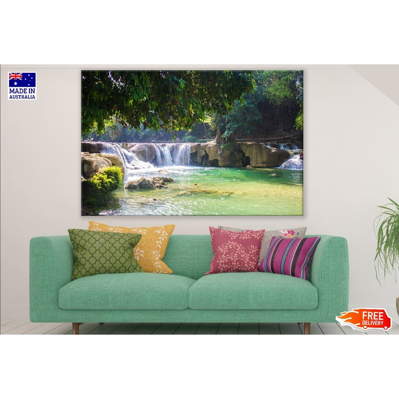 Waterfall on Rock & Trees View Photograph Print 100% Australian Made