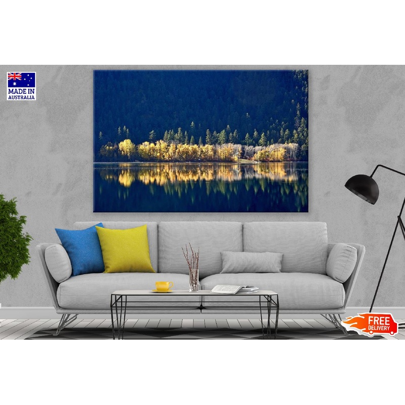 Yellow Auutmn Trees Near Lake Photograph Print 100% Australian Made