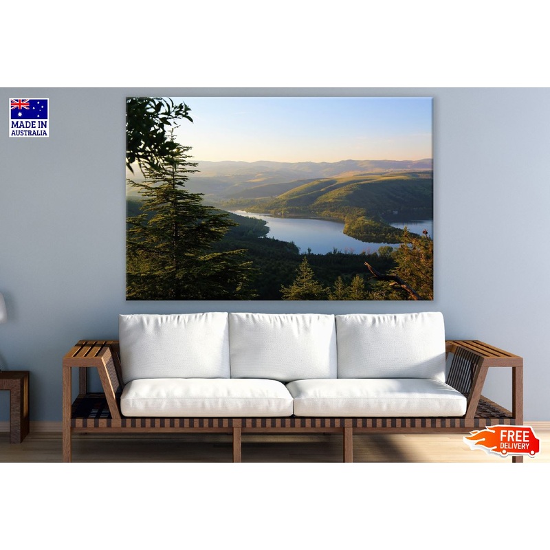 Aerial View Of Mounatins & Lake Photograph Print 100% Australian Made
