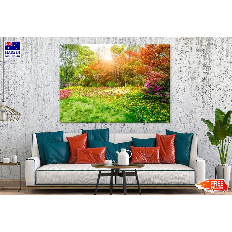 Autumn Flower Garden Sunset View Photograph Print 100% Australian Made