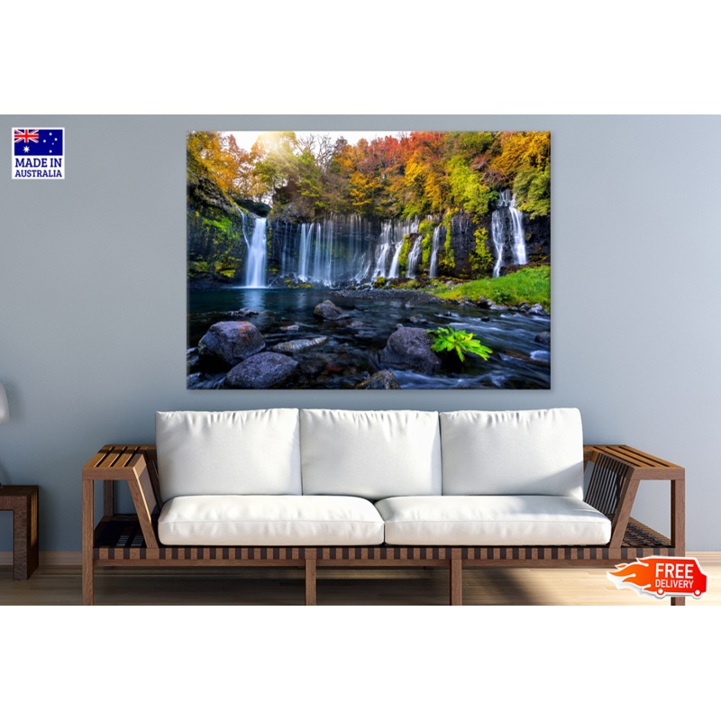 Water Fall & Nature Trees View Photograph Print 100% Australian Made