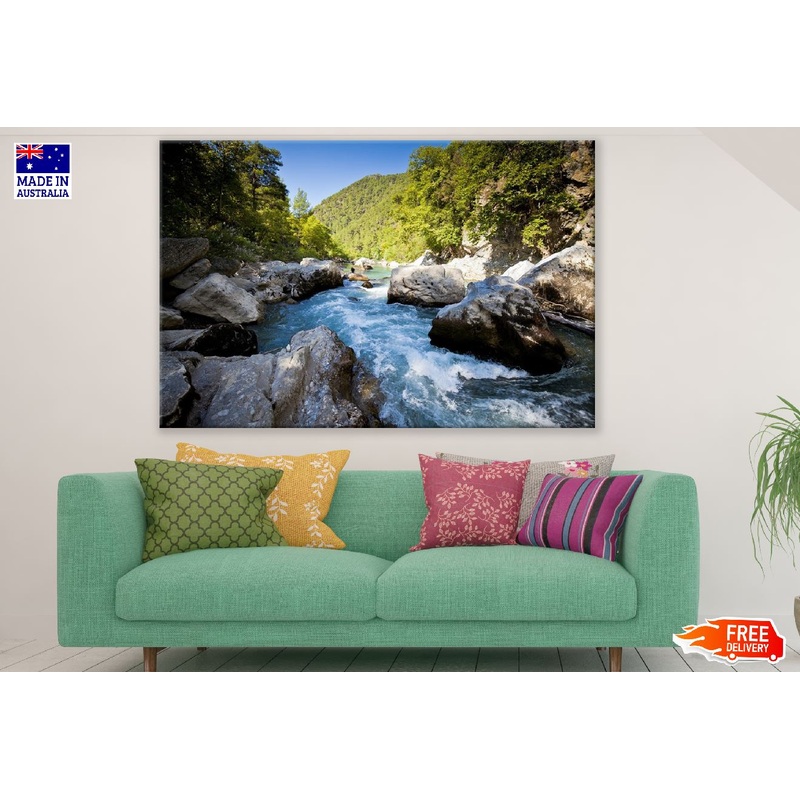Water Rapids River in Forest Photograph Print 100% Australian Made