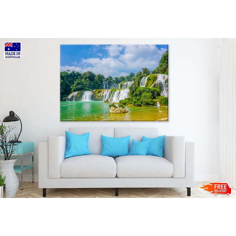 Waterfall Cascade in Forest View Photograph Print 100% Australian Made