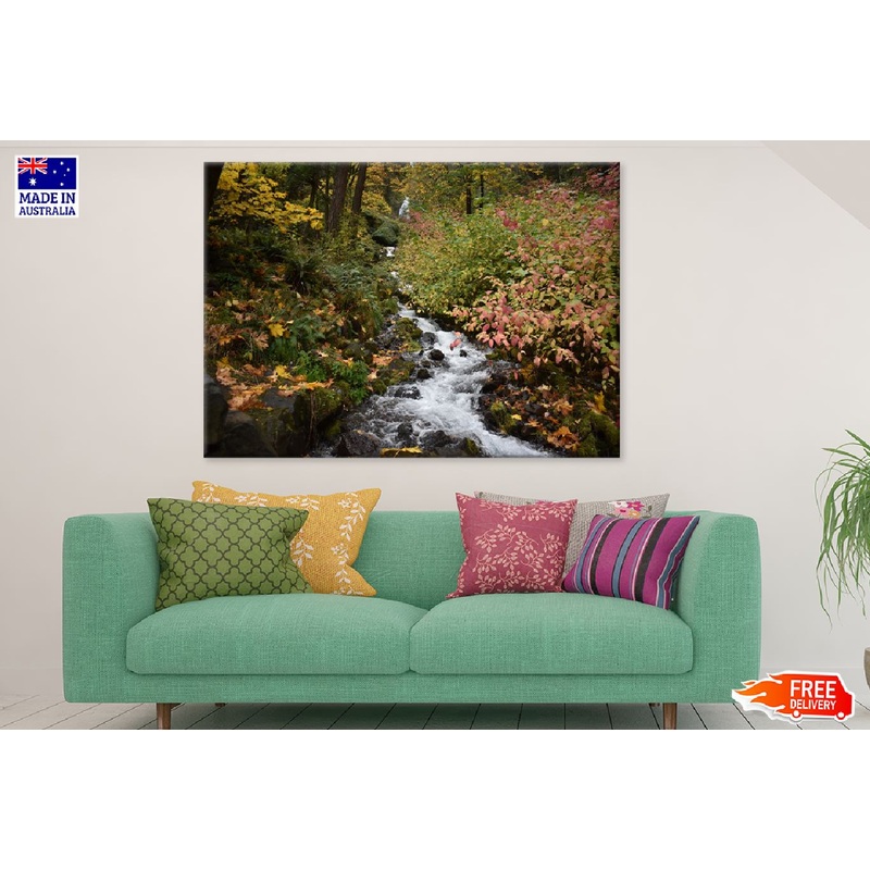 Waterfall Cascading in Forest Photograph Print 100% Australian Made