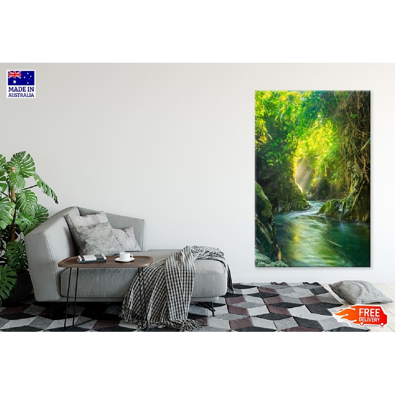 Waterfall in Forest Scenery View Photograph Print 100% Australian Made