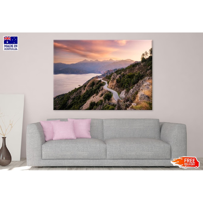 Winding Coast Road View in Corsica Print 100% Australian Made