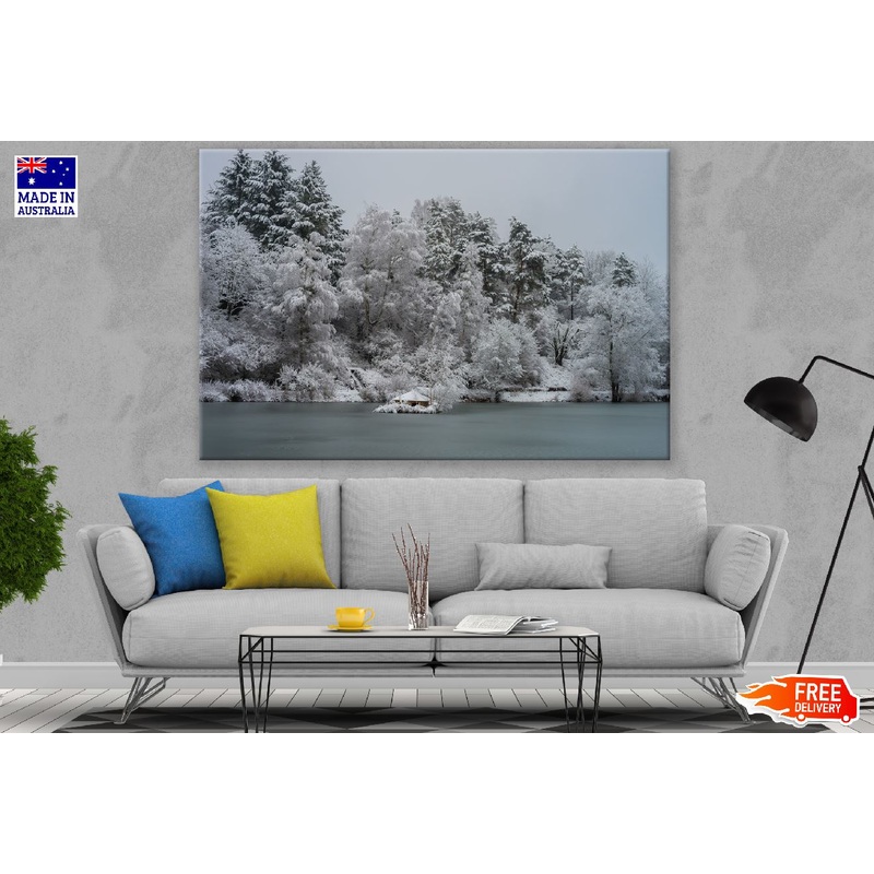 Winter Forest Near Lake View Photograph Print 100% Australian Made