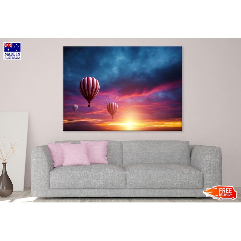Air Balloons on Sunset Sky View Photograph Print 100% Australian Made