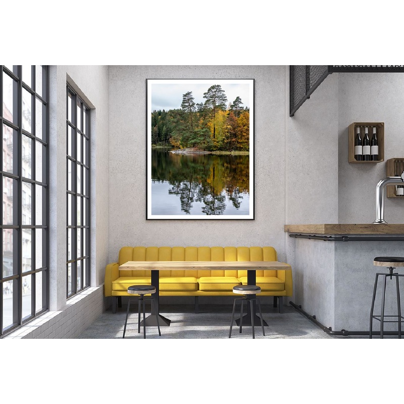 Autumn Tree View on Lake Scenery Photograph Home Decor Premium Quality Poster Print Choose Your Sizes