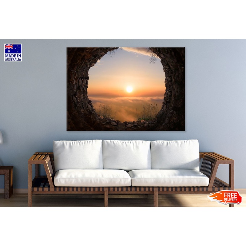 Sunset View From Cave Inside Photograph Print 100% Australian Made