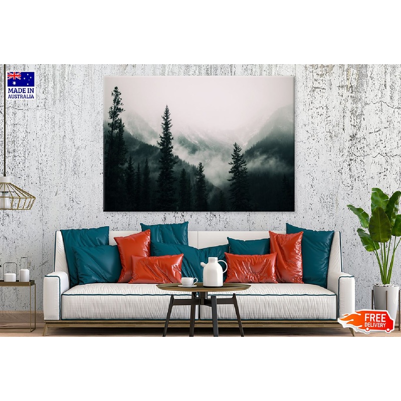 Tall Tree Forest Mountains & Fog Photograph Print 100% Australian Made