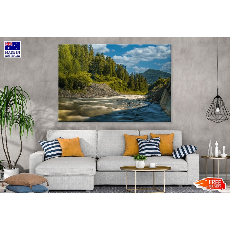 Tranquil River & Fir Trees View Photograph Print 100% Australian Made