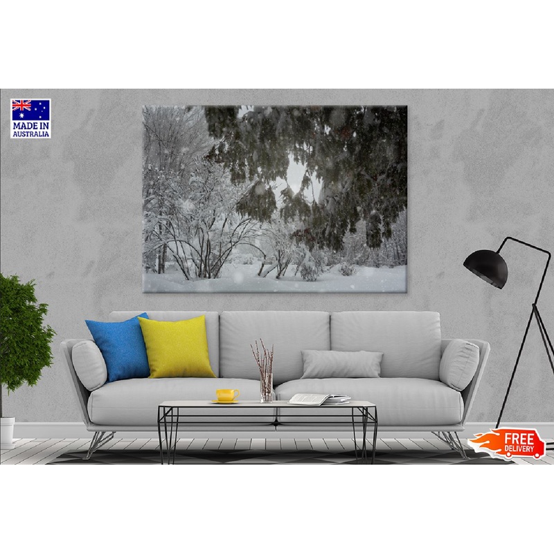 Trees Covered-with Snow Park View Photograph Print 100% Australian Made