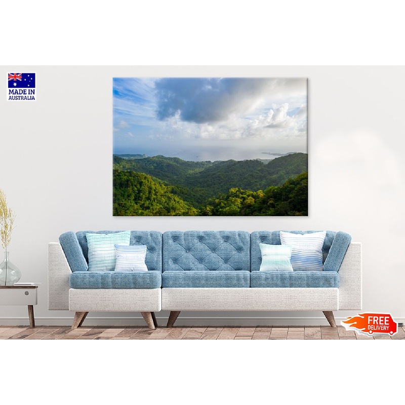 Tropical Island Forest Cloudy Sky Photograph Print 100% Australian Made
