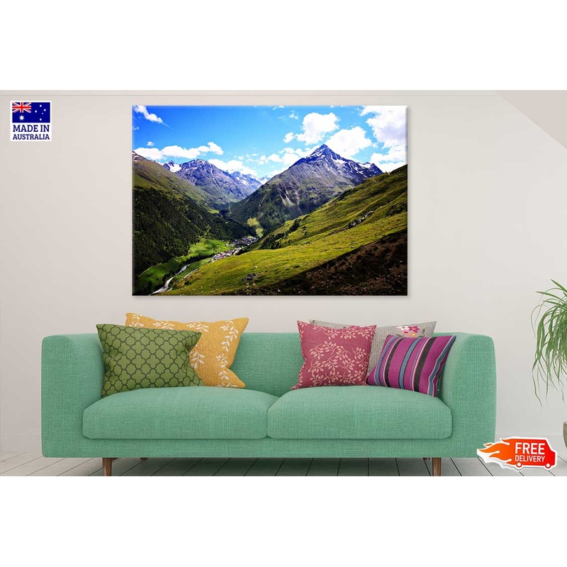 Alpine Mountains with Blue Sky Photograph Print 100% Australian Made