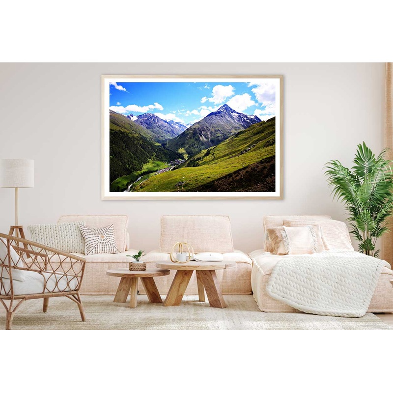 Alpine Mountains with Blue Sky View Photograph Home Decor Premium Quality Poster Print Choose Your Sizes