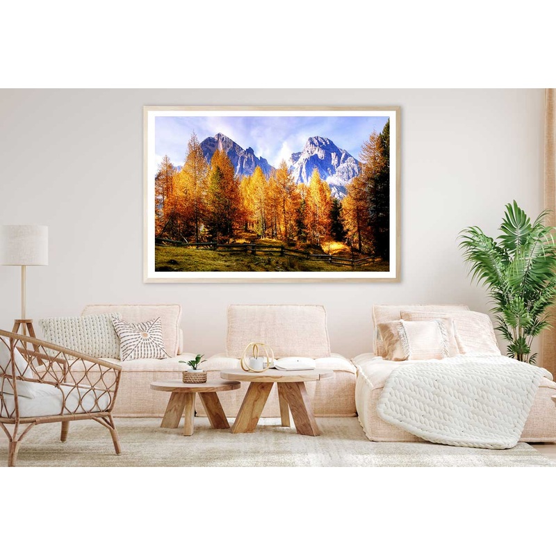 Autumn Trees & Mountains Scenery Photograph Home Decor Premium Quality Poster Print Choose Your Sizes
