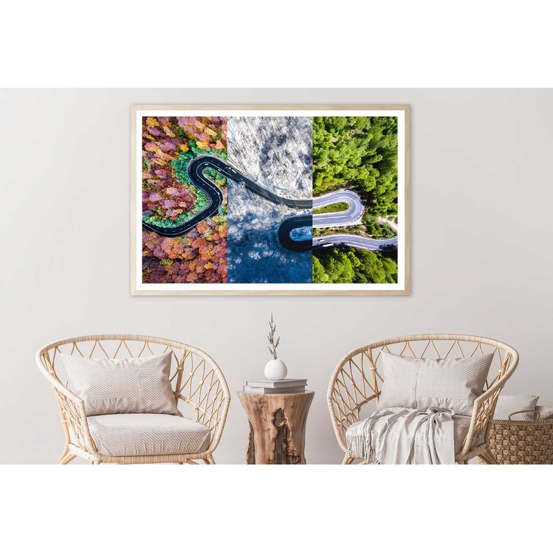 Autumn Summer Winter Road Collage Home Decor Premium Quality Poster Print Choose Your Sizes