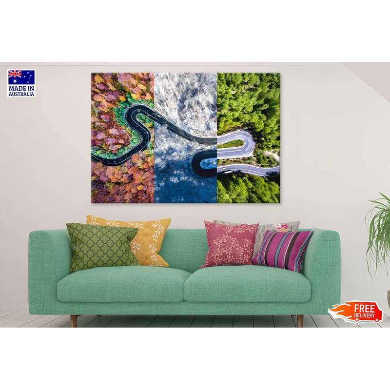 Autumn Summer Winter Road Collage Print 100% Australian Made