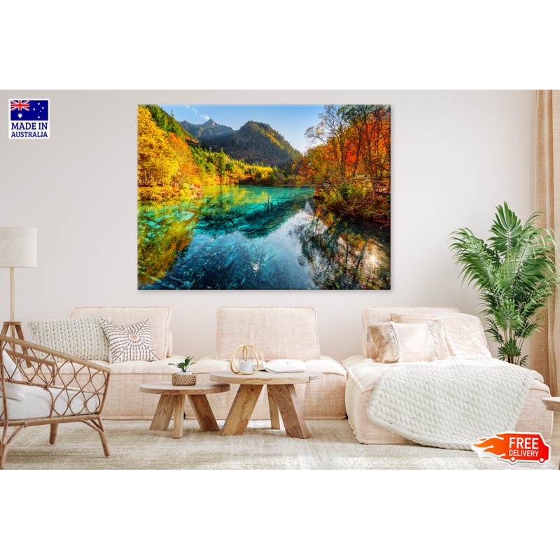 Autumn Trees & River View Print 100% Australian Made