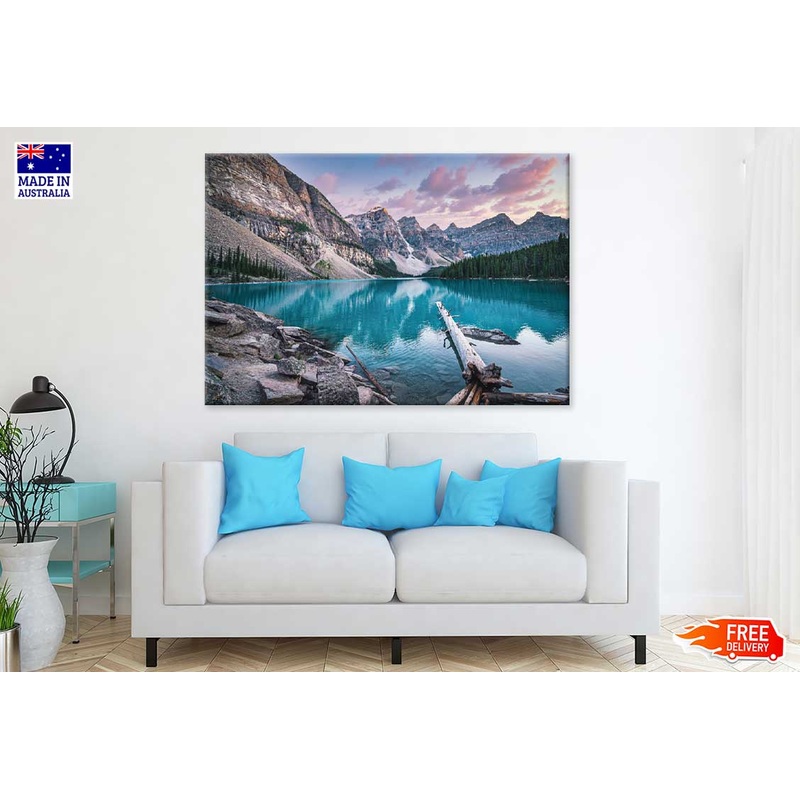 Sunset Moraine Lake & Mountains Photograph Print 100% Australian Made