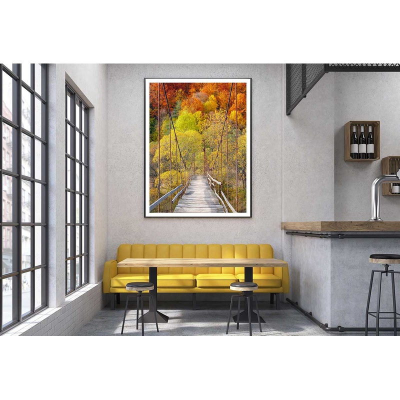 Suspension Bridge & Autumn Forest Photograph Home Decor Premium Quality Poster Print Choose Your Sizes