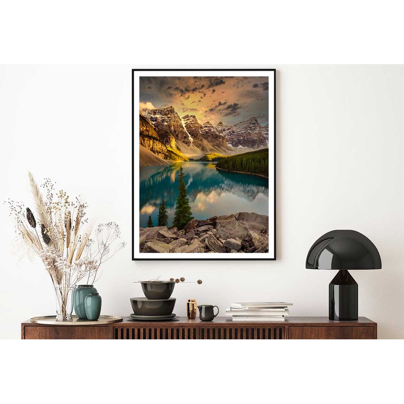 View of Moraine Lake & Mountain Photograph Home Decor Premium Quality Poster Print Choose Your Sizes