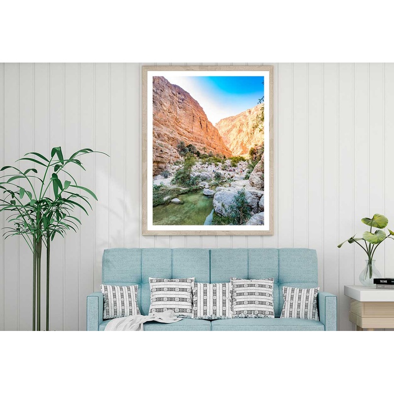Wadi Shab River Canyon & Cliffs View Photograph Home Decor Premium Quality Poster Print Choose Your Sizes