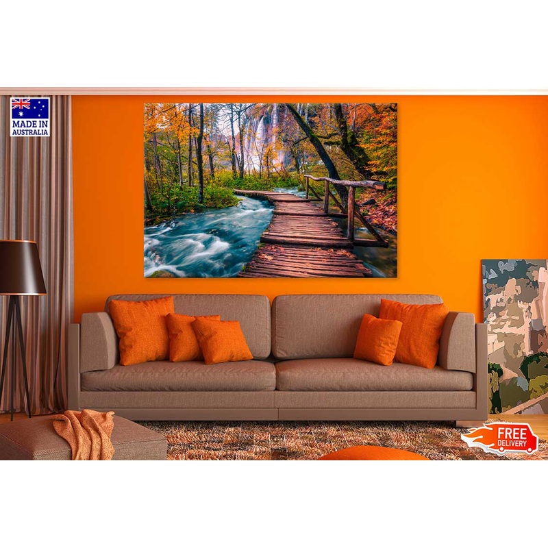 Wooden Bridge View Plitvice Park Photograph Print 100% Australian Made