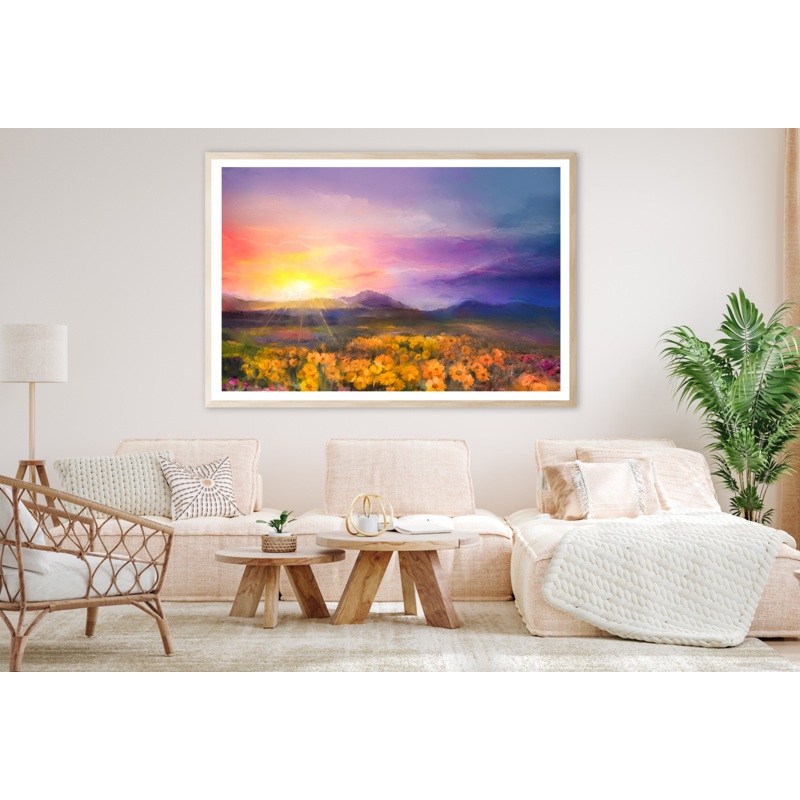 Yellow Flower Field Vector Art Photograph Home Decor Premium Quality Poster Print Choose Your Sizes