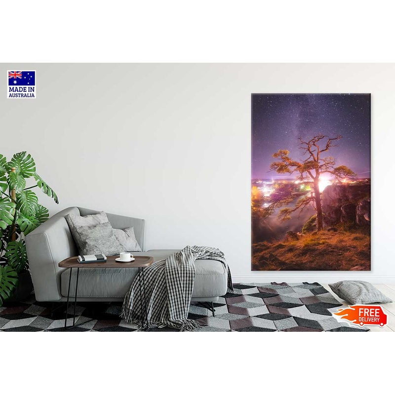 Alone Tree Under Milky Way Sky Photograph Print 100% Australian Made