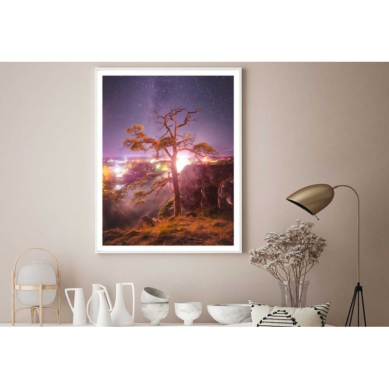 Alone Tree Under Milky Way Sky Scenery Photograph Home Decor Premium Quality Poster Print Choose Your Sizes